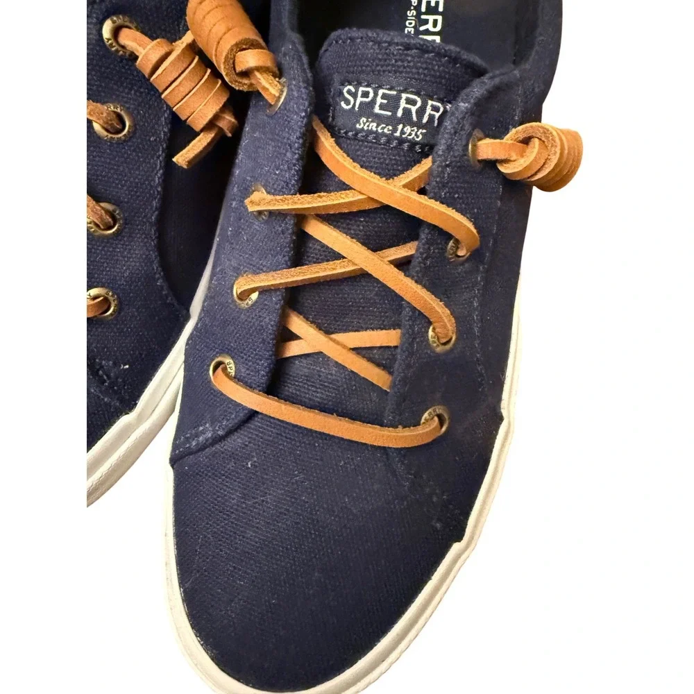 Sperry Top-Sider Crest Vibe Navy Blue Canvas Sneakers Womens 8 New - Picture 3 of 7